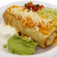 Chimichanga Style · Deep fry any burrito, guacamole, sour cream, lettuce, pico de gallo and cheese.