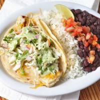 One Taco Entrée. · One Taco with rice and beans