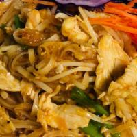 Pad Thai Noodle · Traditional thai favorite! Stir-fried rice noodles with egg, red onion sweet radish, green o...