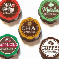 Coffeehouse Chocolate Caramels - Cappucino, Chai, Coffee, Matcha, Hot Cocoa · Box of 5 chocolate covered caramels