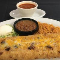 Colorado Beef Changa · Seasoned Ground Beef with red chile sauce on the side