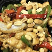 Kung Pao Chicken · Hot and spicy. Napa, carrot, water chestnut, bamboo shoots, zucchini, celery, mushroom, onio...