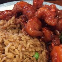 Orange Chicken Lunch Special With Soup · Served with fried rice and soup.