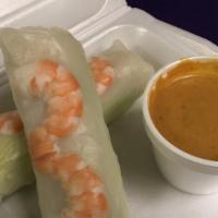 Summer Roll (2) · Shrimp, lettuce, cucumber & rice noodles wrapped in crystal rice paper. Served with house sp...