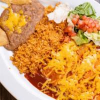 Chicken-Itza · Your choice of three of our famous enchiladas: cheese, chicken, or beef.