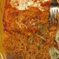 L1 Cheese Enchilada And Beef Taco · Served with rice and beans.