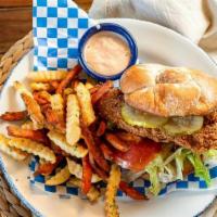 Fried Chicken Sandwich* · Breast + potato roll + pickle + tomato + lettuce + comeback sauce. w/ north n' south fries o...
