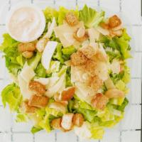 Brutus · Our Caesar Salad. Romaine Hearts + Roasted Garlic + Shaved Parmesan + Deli Croutons + House ...
