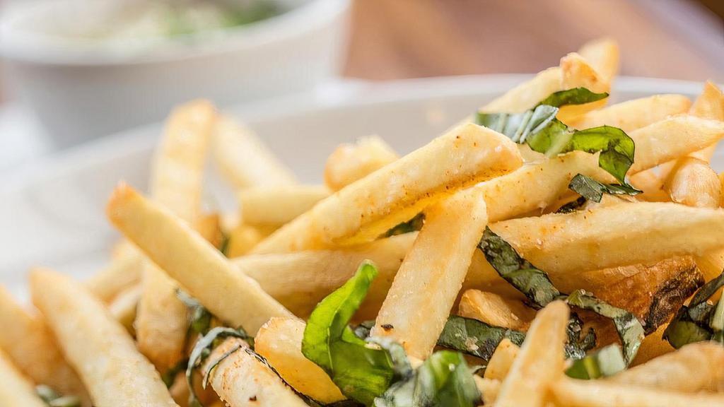 Side Of Fries · Crispy fries with cayenne pepper and basil.