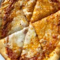 Kids Cheese Pizza · Kid sized cheese pizza smothered with house marinara and topped with cheddar and mozzarella ...