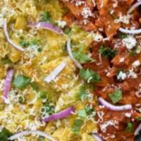 Red Or Green Chilaquiles (Chilaquiles Verdes Or Rojos) · 2 eggs beans and cheese choice of cooked eggs
