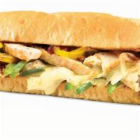 Chicken Philly · Chicken with sautéed peppers and onions, tangy sweet peppers, and white American cheese. Mak...