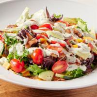 The Good Salad · Spring mix, grilled chicken breast, grape tomatoes, red onion, shredded cheddar, bacon lardo...
