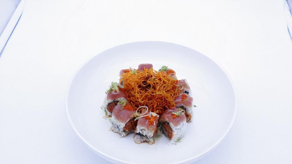N.T Roll · Spicy tuna, cucumber inside with tuna, fried carrot on top served with spicy garlic ponzu and eel sauce.
Consuming raw or undercooked meats, poultry, seafood, shellfish or eggs may increase your risk of foodborne illness.