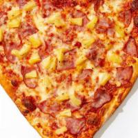 Kawaii Kauaian Pizza · Heart shaped pie with canadian bacon, pineapple, gooey cheese and our house marinara sauce.