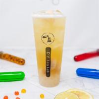 Lychee Green Tea · lychee syrup, lychee fruit, jasmine green tea