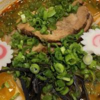 Pork Ramen · Pork, egg, green onion fishcake, bean sprout, and sliced black fungus. If you want spicy, pl...