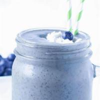 Jerry Berry Superfood Smoothie · Sixteen ounces. Blueberry, dates, pineapple, flax, blue majik, ginger, banana, and coconut m...