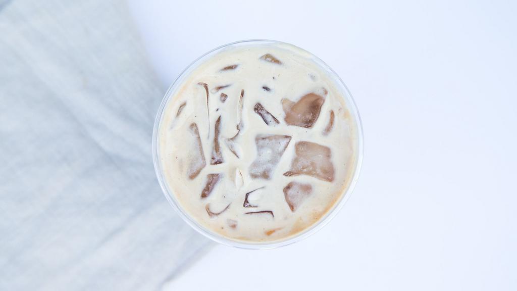 Lavender Latte Elixir · 100 percent organic French lavender flowers and espresso. Sweetened with coconut palm syrup.