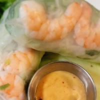 2 Pieces Spring Rolls · A rice paper wrap filled with shrimp, lettuce, bean sprout and rice noodle. Served with thai...