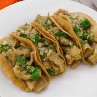 Chicharron Taco Order · Four tacos at the meat of your choice, with red or green chili sauce.