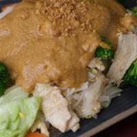 Special Noodle · Stir-fried rice noodle, carrot, onion, broccoli, cabbage, and egg topped with peanut sauce. ...