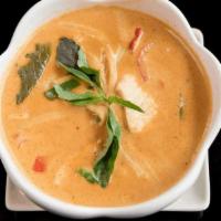 Red Curry · Your choice of meat with bamboo shoot, bell pepper, basil and coconut milk cooked in red curry