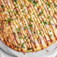 Bbq Chicken- Slice (½ Pie) · Olive Oil, Mozzarella Cheese, Bleu Cheese crumbles, Cilantro, and Red Onions. Drizzled with ...