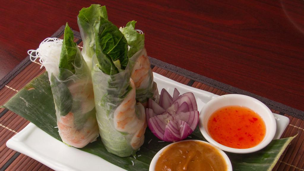 Fresh Roll Prawn Special · Fresh salad rolled with fresh basil, carrot, vermicelli rice noodle served with our gluten free peanut sauce