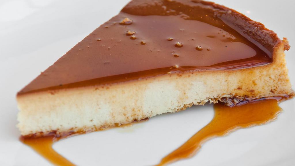 Flan · Dessert of sweetened egg custard with a caramel topping.