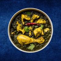 Chicken & Spinach · Tender chicken chunks simmered in a thick, creamy spinach curry