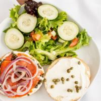 The Ernest Hemingway · Choice of bagel with cream cheese, smoked salmon, red onions, and capers