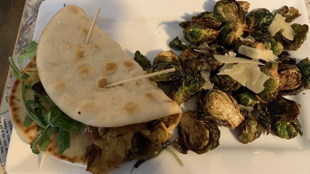 Crispy Brussels · Crispy fried brussels sprouts, lemon balsamic reduction, shaved parmesan.
*Can be made vegan and gluten free upon request. Not recommended for celiac allergies
