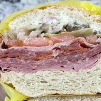 Brooklyn Bomber · Slow-cured ham, salami, capicola, prosciuttini, provolone, made the Brooklyn Style with toma...