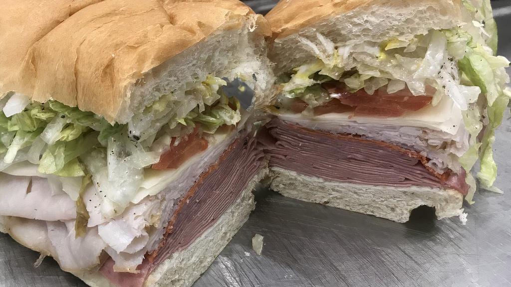 Pastrami & Swiss · Comes with deli-style pickles and spicy brown mustard.