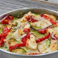 Pesto Bowl · Pesto, chicken, roasted red peppers, bell peppers, red onions and mozzarella cheese. (31g to...