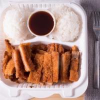 Chicken Katsu · Panco coated deep fried crispy chicken cutlet served with house special katsu sauce, steamed...