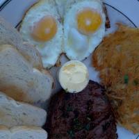 Steak & Egg Breakfast · Top Sirloin Steak served with Hash Browns and Toast