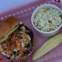Rodeo Burger · Hot. Topped w/ white American cheese, two slices of poblano peppers, crush avocado, pico de ...