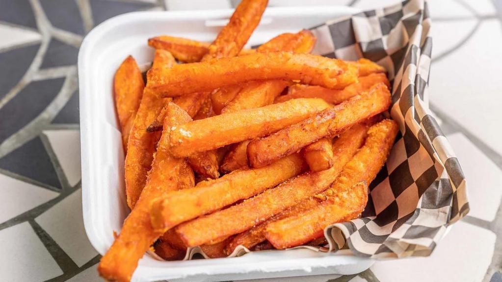 Sweet Potato Fries · Thick and crispy sweet potato fries