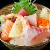 Chirashi Bowl · 12 pieces of assorted raw fish served over rice.