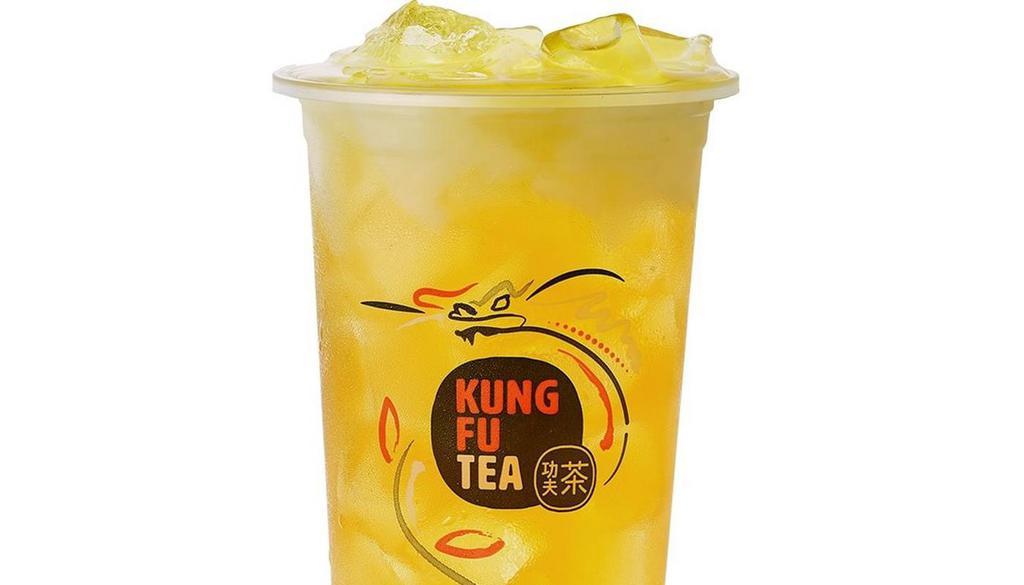 Passion Fruit Green Tea · Green tea, passion fruit, and cane sugar.