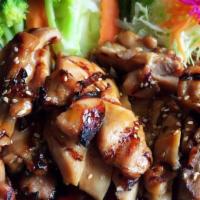 Teriyaki Chicken · Traditional Japanese chicken fillet, flame broiled and topped with teriyaki sauce.
