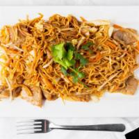102C. Lo Mein · Egg noodle, cabbage, carrot, bean sprouts, and white onion stir-fried with house sauce. Choi...