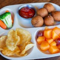 Kids Mini Corn Dogs · Served with Fruit & Your Choice of Side