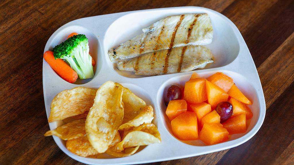 Kids Grilled White Fish · Served with Fruit & Your Choice of Side