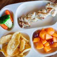 Kids Grilled Chicken Skewer · Served with Fruit & Your Choice of Side