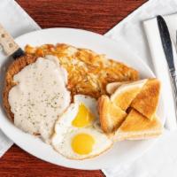 Country Fried Steak · Eight ounces of breaded cube steak, well-seasoned and fried golden. Served with country grav...