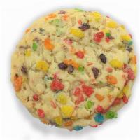 Fruity Pebbles Cookie · A mash-up of a fruity crispy treat and a sugar cookie