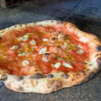 Pizza Marinara · San Marzano Tomatoes, Shaved Garlic, Fresh Oregano and Olive Oil